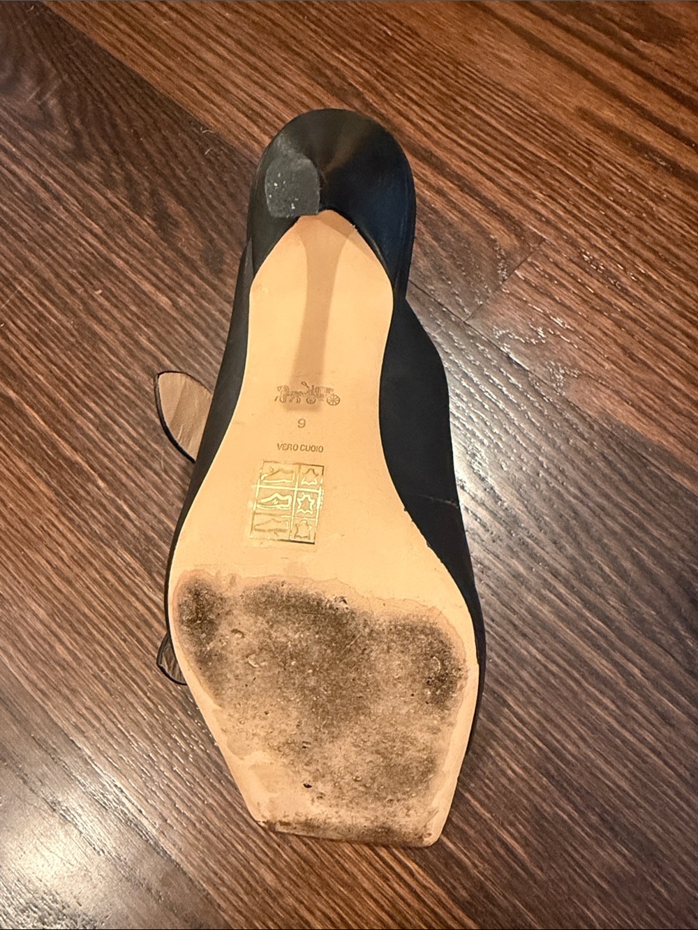 Coach Black Leather Kyle Buckle Mule Sandals with Gold-Tone Hardware - Picture 4 of 8